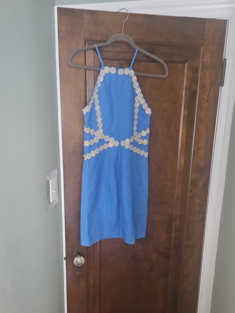 Blue Halter-Style Embellished Women's Dress